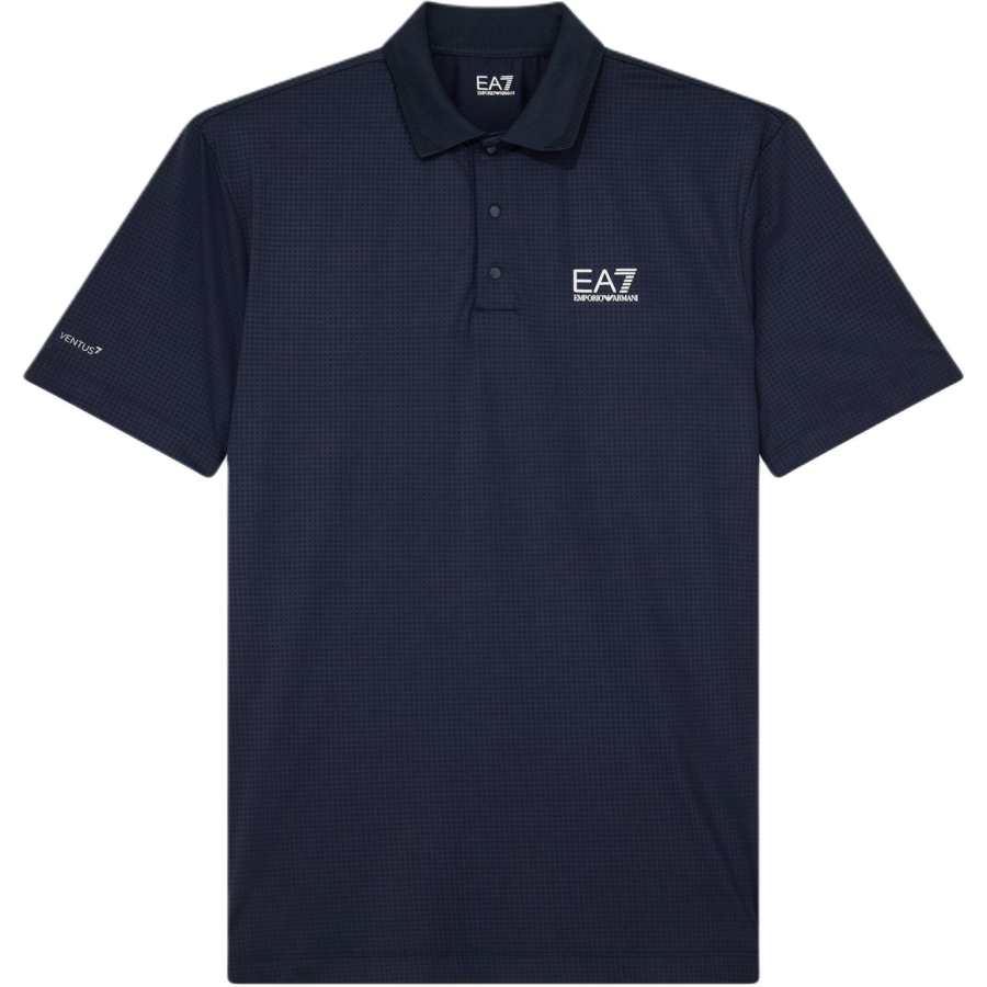 EMPORIO ARMANI EA7 Polo Shirts Men's ARMANI Blue Lapel Moderate Straight Fit