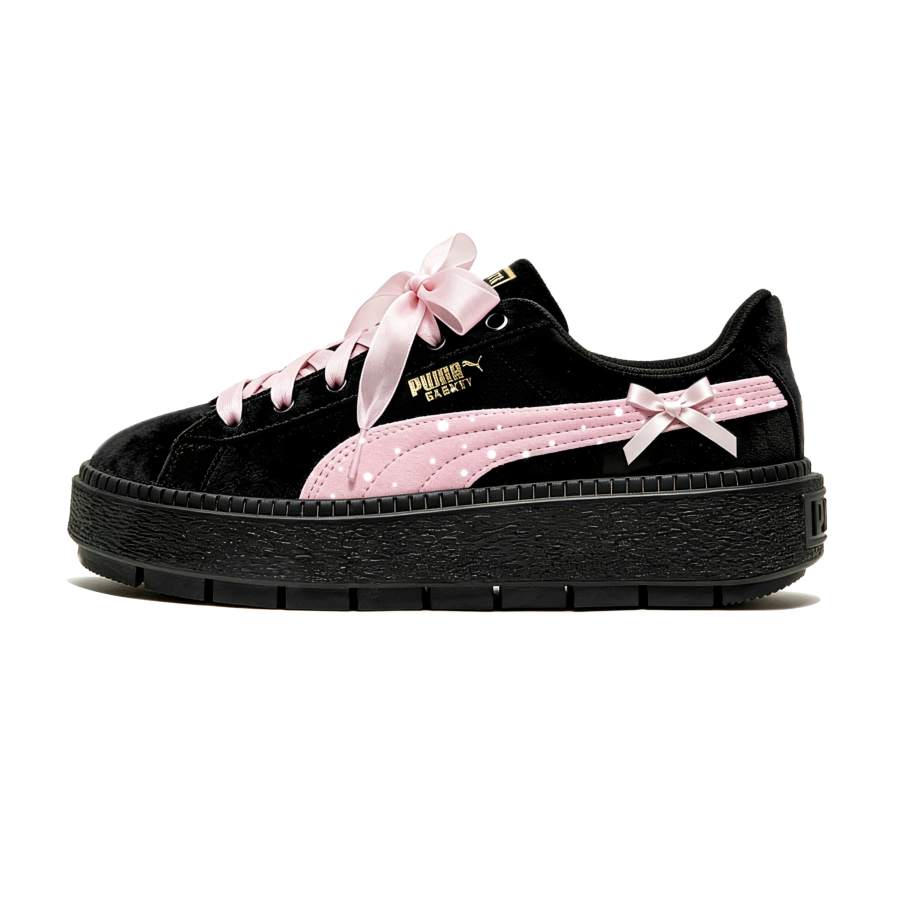 PUMA Platform Trace Skateboard Shoes Women's Low Top Black Pink