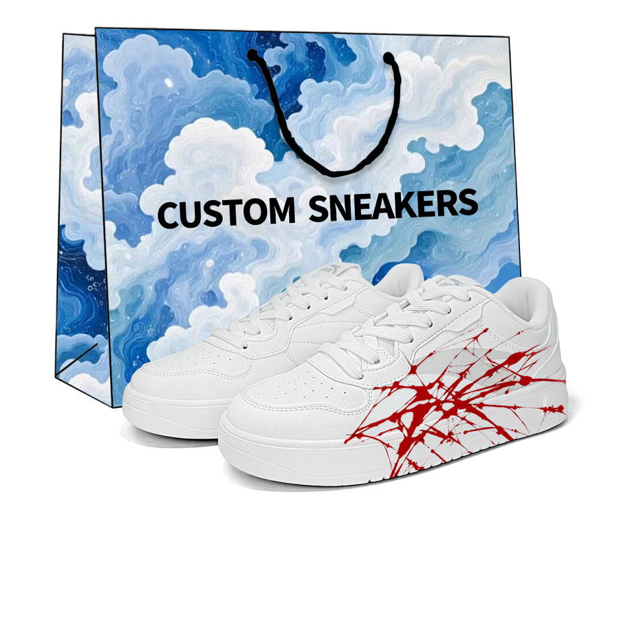 Anta Easy Lightweight Breathable Low top Skateboard Shoes Unisex White Red