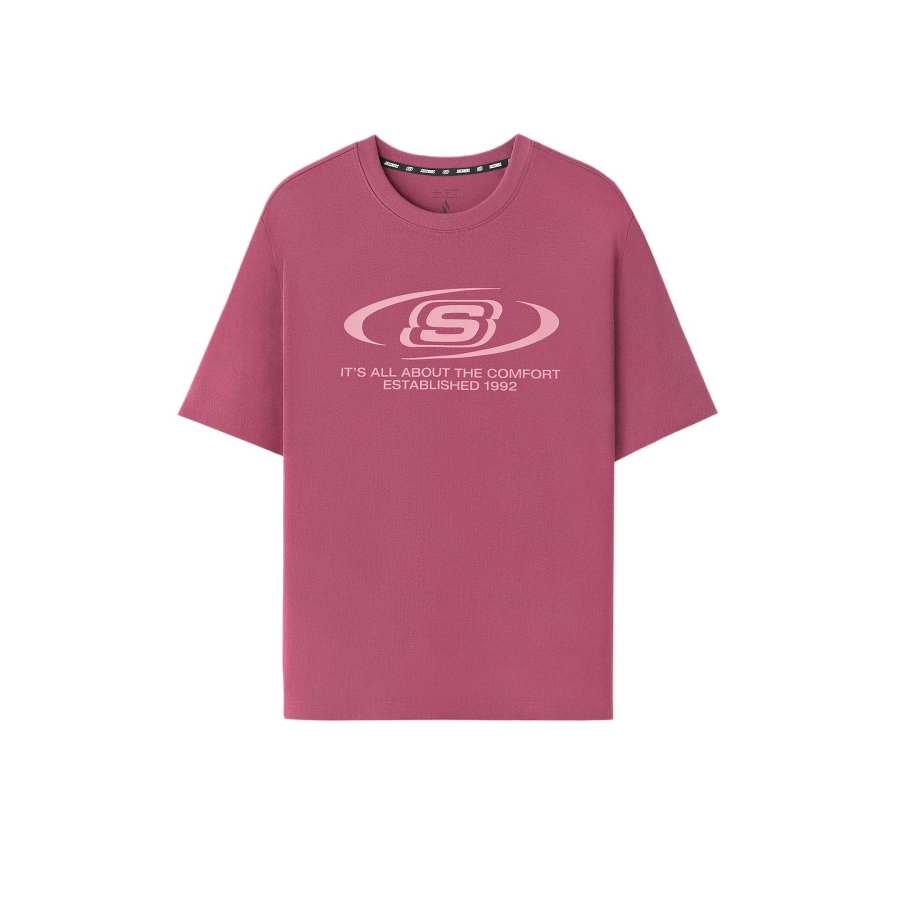 Skechers T Shirts Unisex Malaga Pink/05J6 Crew Neck Moderate Straight Fit