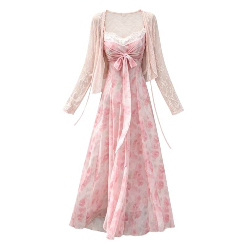 CPAURA Two Piece Skirt Sets Women's Camisole Moderate Long Skirt