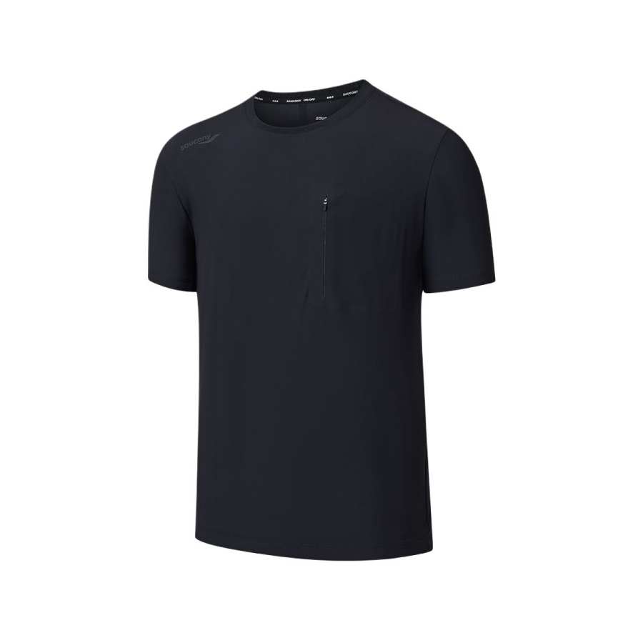 Saucony T Shirts Men's Jet Black Crew Neck