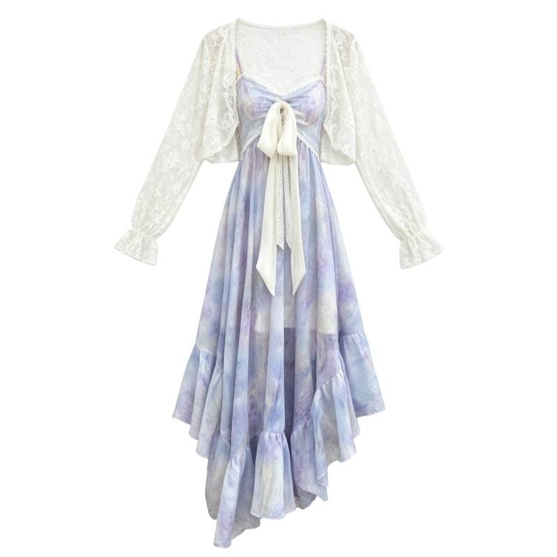 CPAURA Two Piece Skirt Sets Women's Camisole Moderate Long Skirt