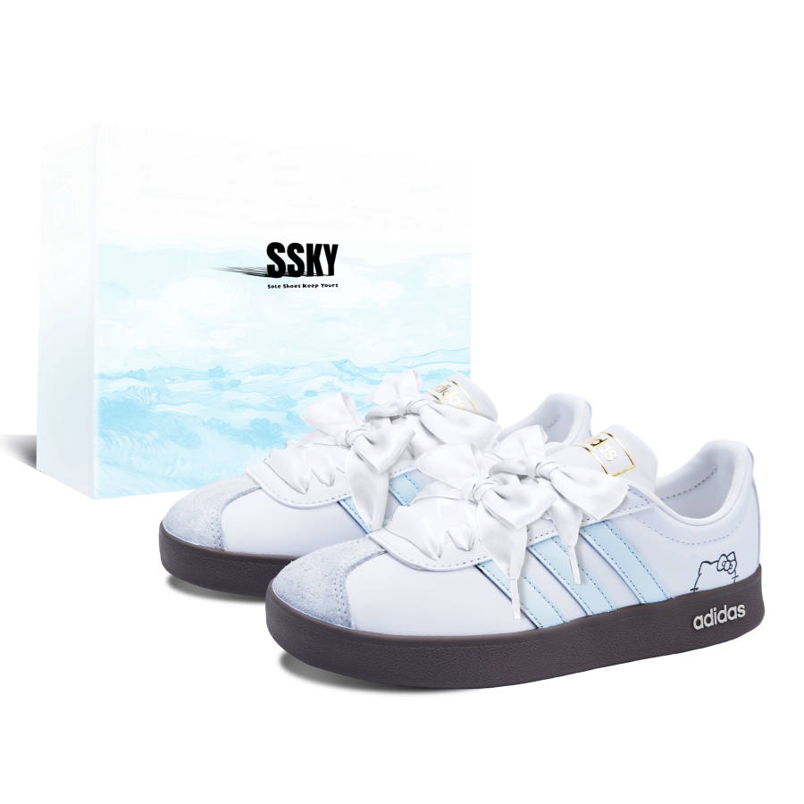 Adidas Adidas VL COURT 2.0 Skateboard Shoes Unisex Low Top White/Blue
