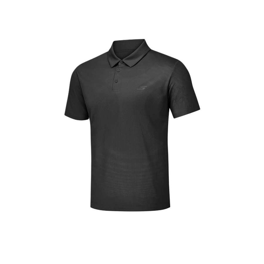 Skechers Polo Shirts Men's Carbon Black/0018 Lapel Moderate