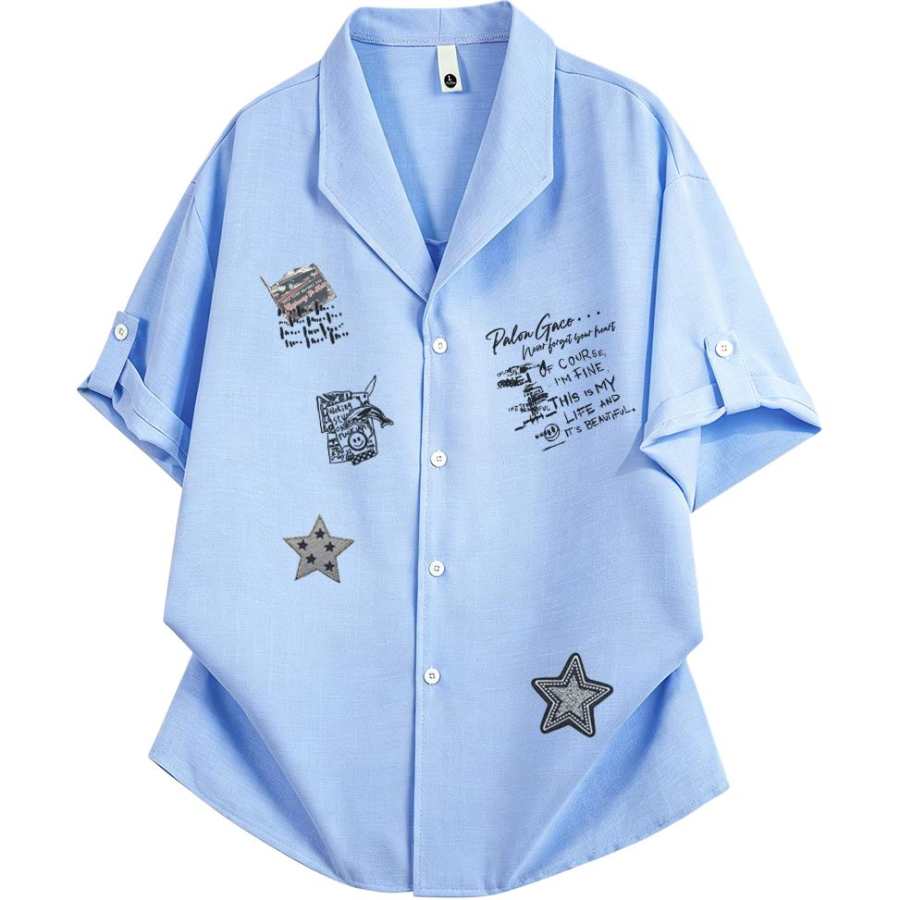 PAL ONGACO Shirts Unisex Cuban Collar Moderate Straight Fit