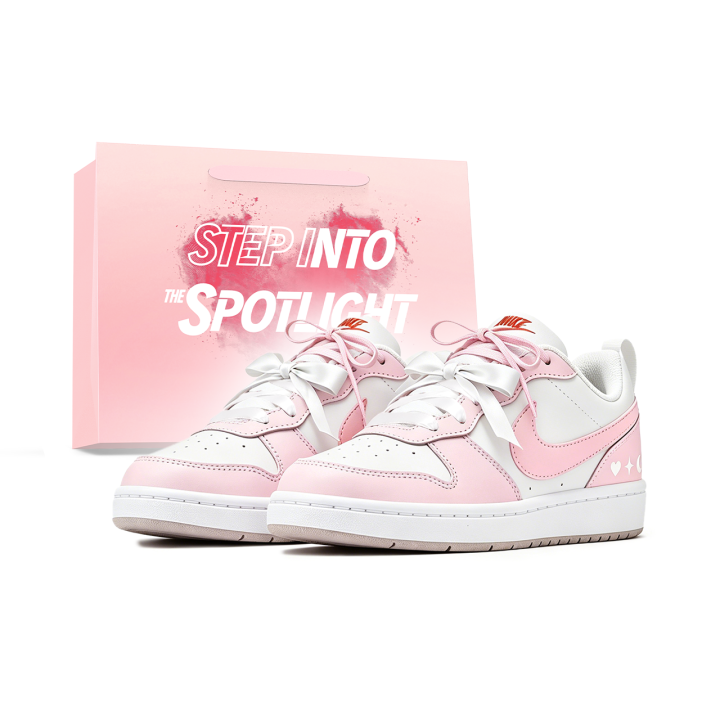 Nike Nike Court Borough Skateboard Shoes Women's Low Top Pink/White/Silver