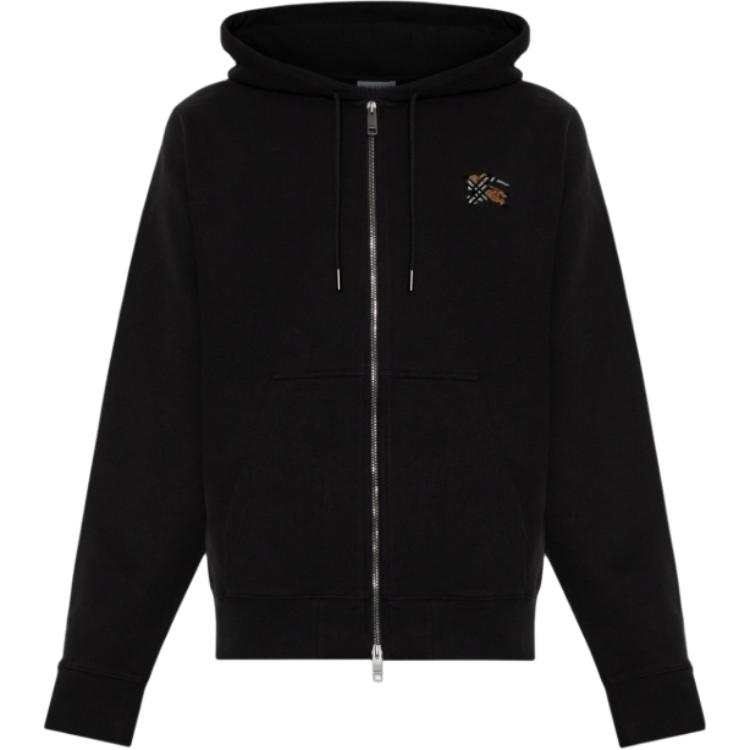 Burberry Sweatshirts Men's Black Hooded Non Detachable Moderate