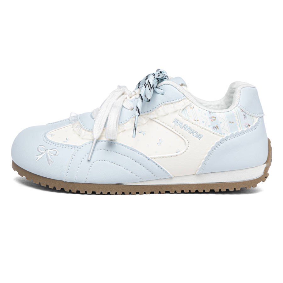 WARRIOR Skateboard Shoes Women's Low Top Beige Light Blue