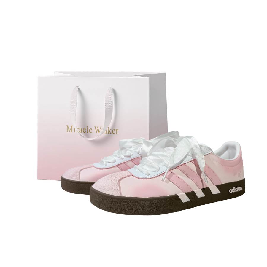 Adidas Adidas VL COURT 2.0 Skateboard Shoes Unisex Low Top Gradient Pink