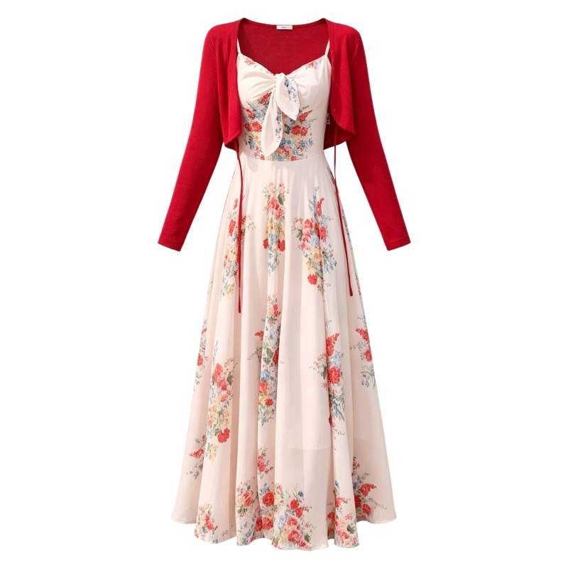 CPAURA Two Piece Skirt Sets Women's Camisole Moderate Long Skirt