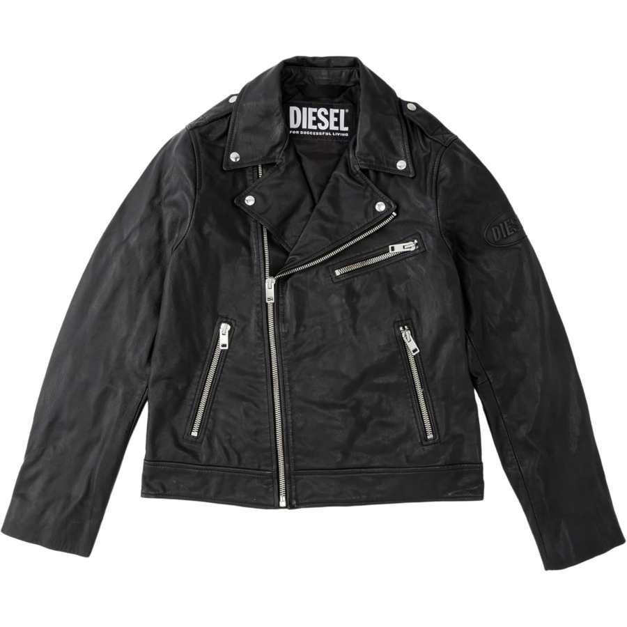 DIESEL DIESEL Leather Jackets Men's Black Lapel Moderate