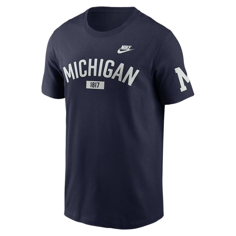 Nike Nike College T Shirts Men's Marine Blue Crew Neck Moderate