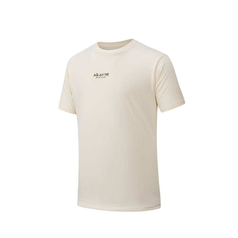 ANTA T Shirts Men's Vanilla Ecru Crew Neck Straight Fit