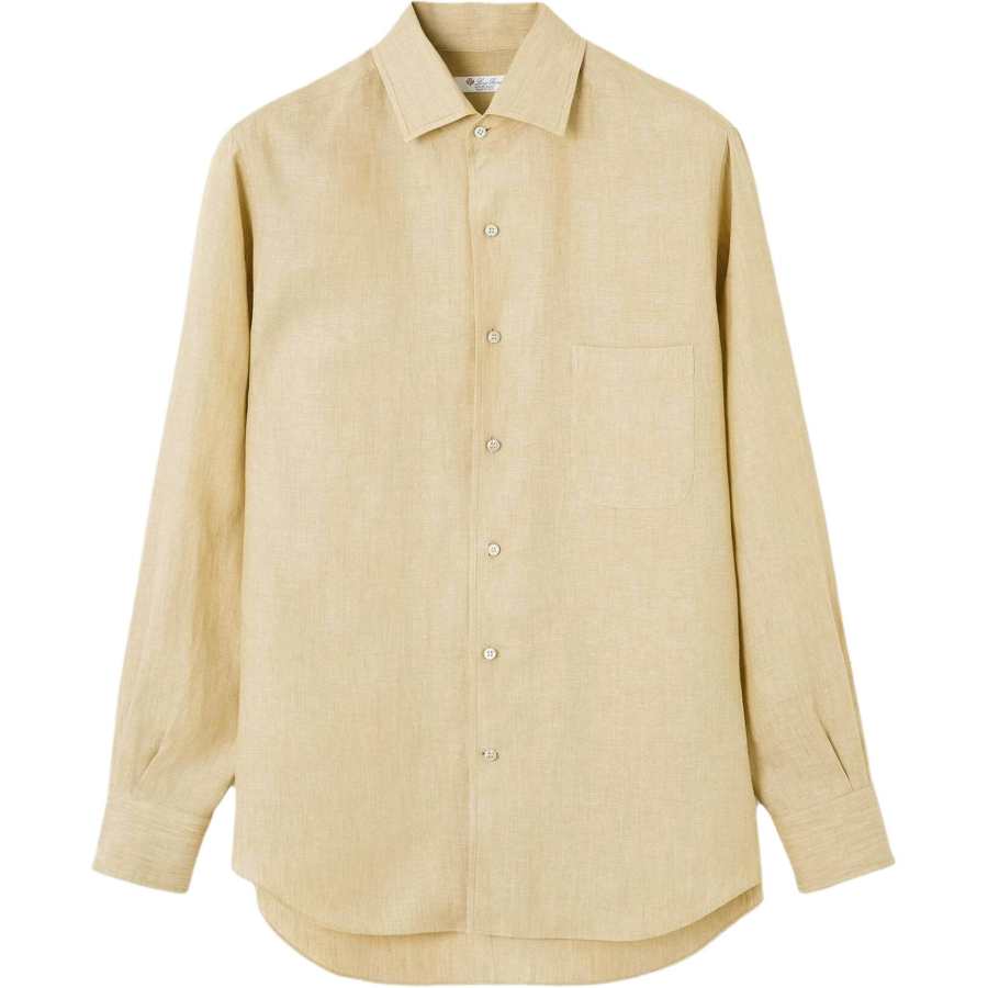 Loro Piana Shirts Men's Ecru Lapel Moderate Straight Fit