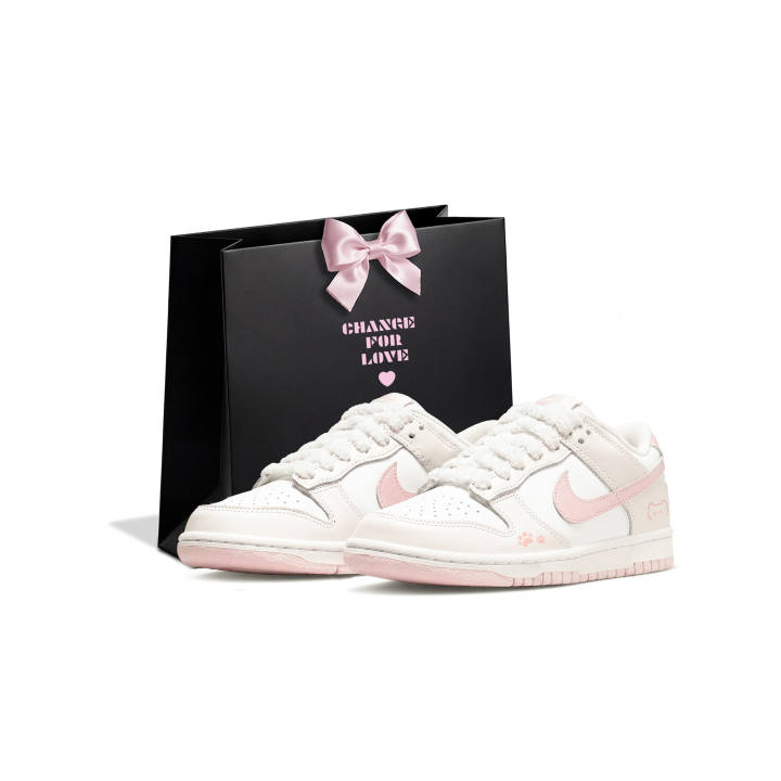 Nike Nike Dunk Skateboard Shoes Women's Low Top Beige Yellow Pink