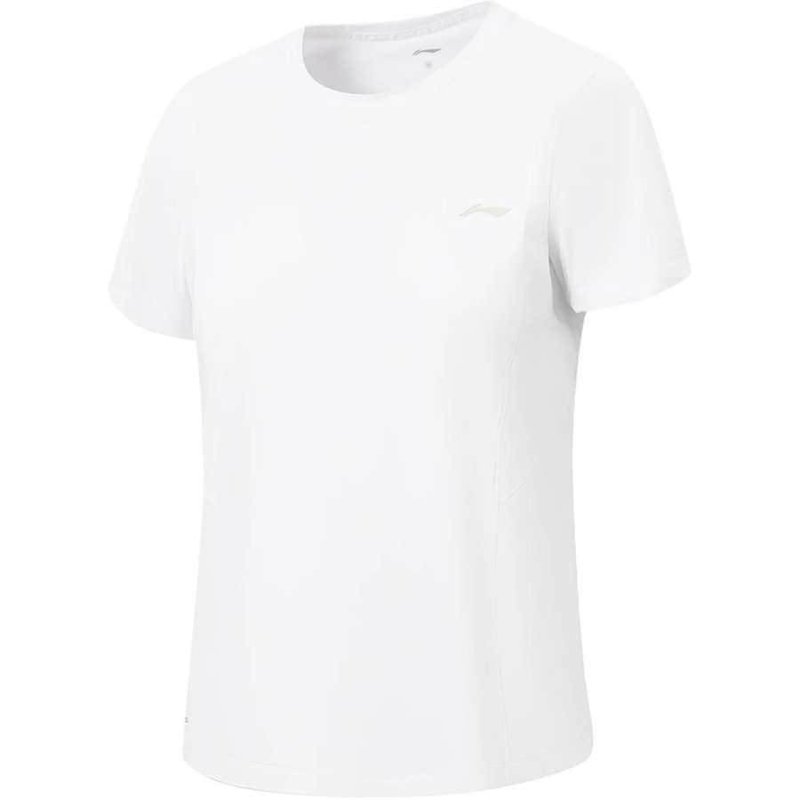 Li-Ning Li Ning Fitness Series T Shirts Women's White Crew Neck Moderate Straight Fit
