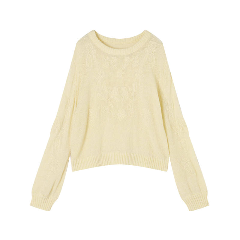 XIANGYING Knitwear Women's Yellow Crew Neck Moderate