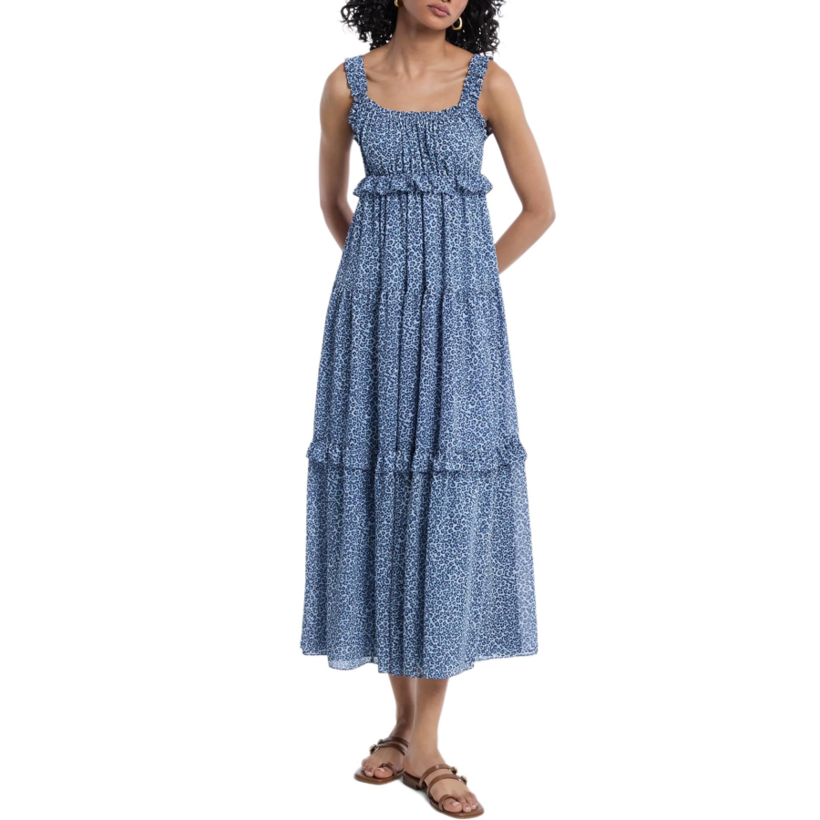 MICHAEL KORS Sleeveless Dresses Women's Qianbei Color Square Collar Moderate Long Skirt Tiered Skirt