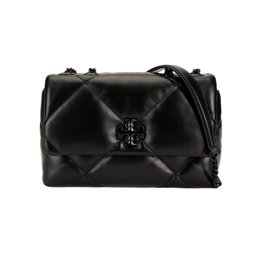 TORY BURCH Kira Diamond Quilt Powder Coated Small Convertible Shoulder Bag Black