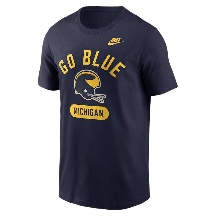 Nike Nike College T Shirts Men's Marine Blue Crew Neck Moderate