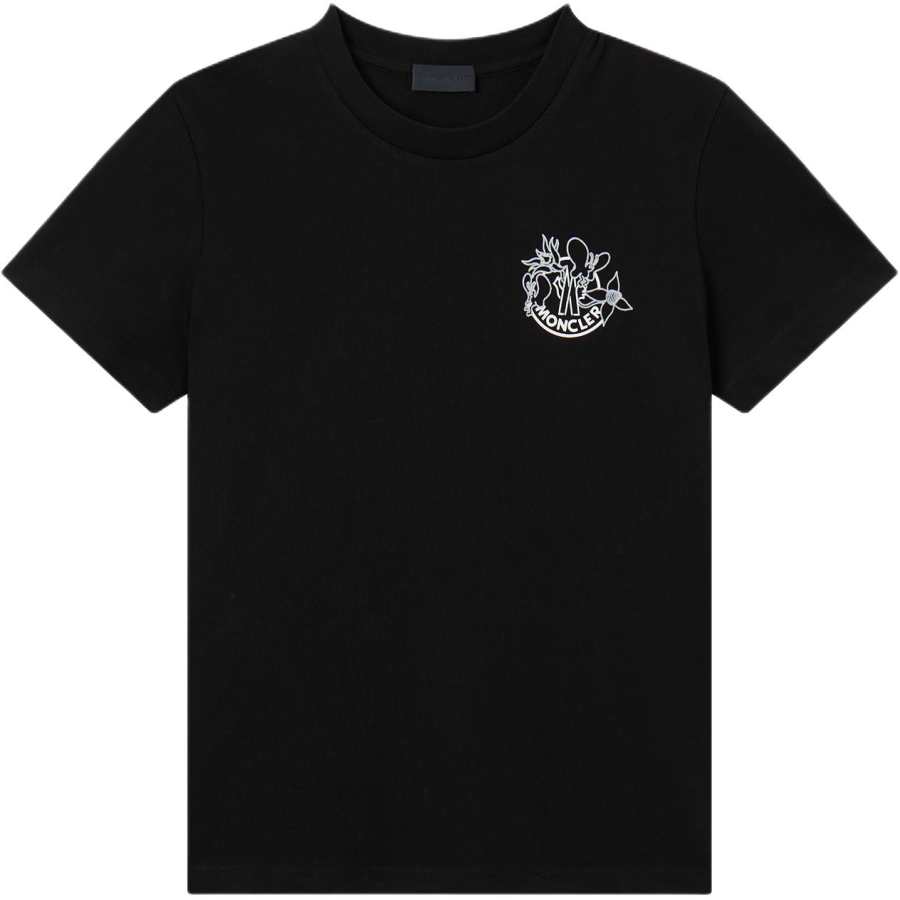 Moncler T Shirts Women's Black Crew Neck Moderate Straight Fit