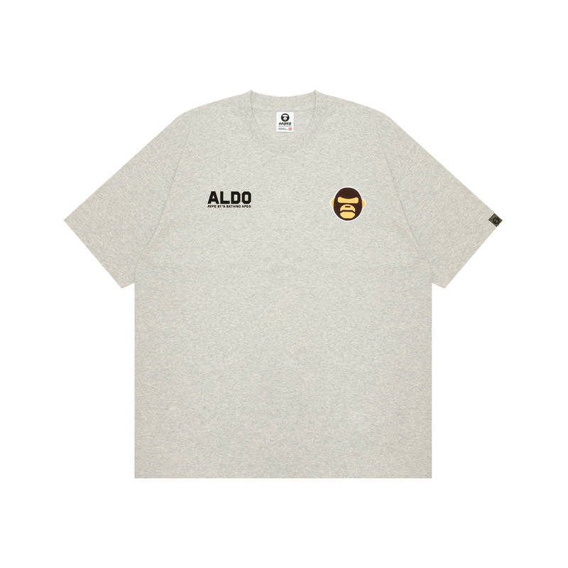 Aape T Shirts Men's Gray White WH2 Crew Neck Moderate Straight Fit