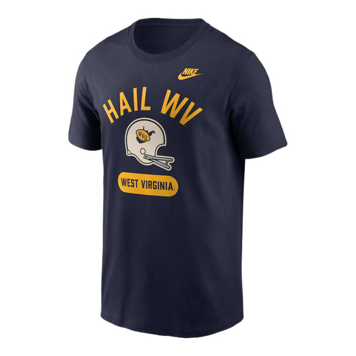 Nike Nike College T Shirts Men's Marine Blue Crew Neck Moderate