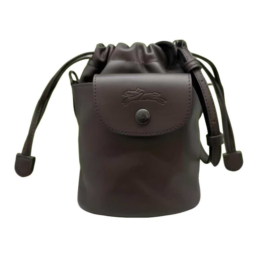 LONGCHAMP Le Pliage Xtra Cow Leather Bucket Bag, Shoulder Bag, Crossbody Bag Mini Women's Mocha