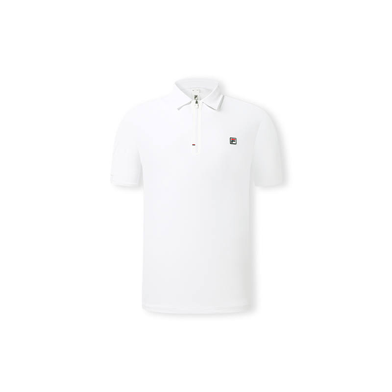 FILA Tennis Polo Shirts Men's Jade White Polo Collar Moderate Straight Fit