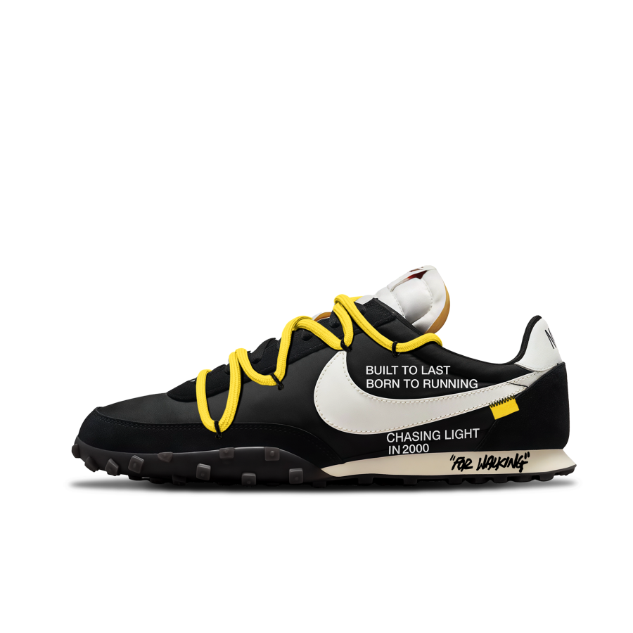 Nike Nike Waffle Racer Casual Shoes Men's Low Top Black White Yellow