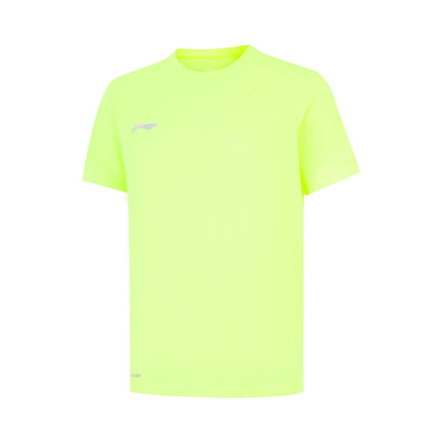 Li-Ning Li Ning T Shirts Men's Fluorescent Yellow Green Crew Neck Thin Straight Fit