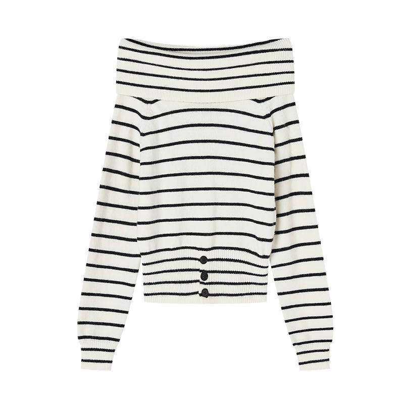 XIANGYING Knitwear Women's Stripes Crew Neck Moderate