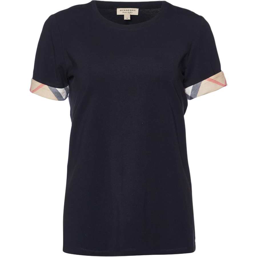 Burberry T Shirts Women's Black Crew Neck Moderate Straight Fit