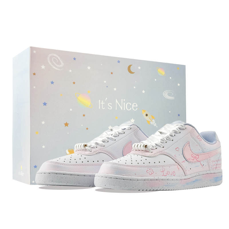 Nike Nike Court Vision Skateboard Shoes Women's Low Top White Blue Pink Gradient