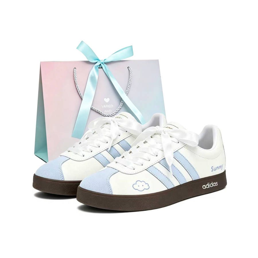 Adidas Adidas Vl Court Classic Skateboard Shoes Unisex Low Top Blue White Colorway