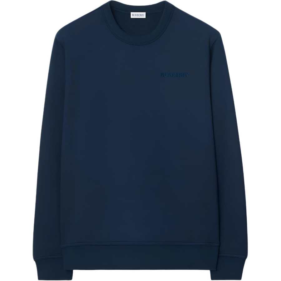 Burberry Sweatshirts Men's Ink Blue Crew Neck Moderate Straight Fit