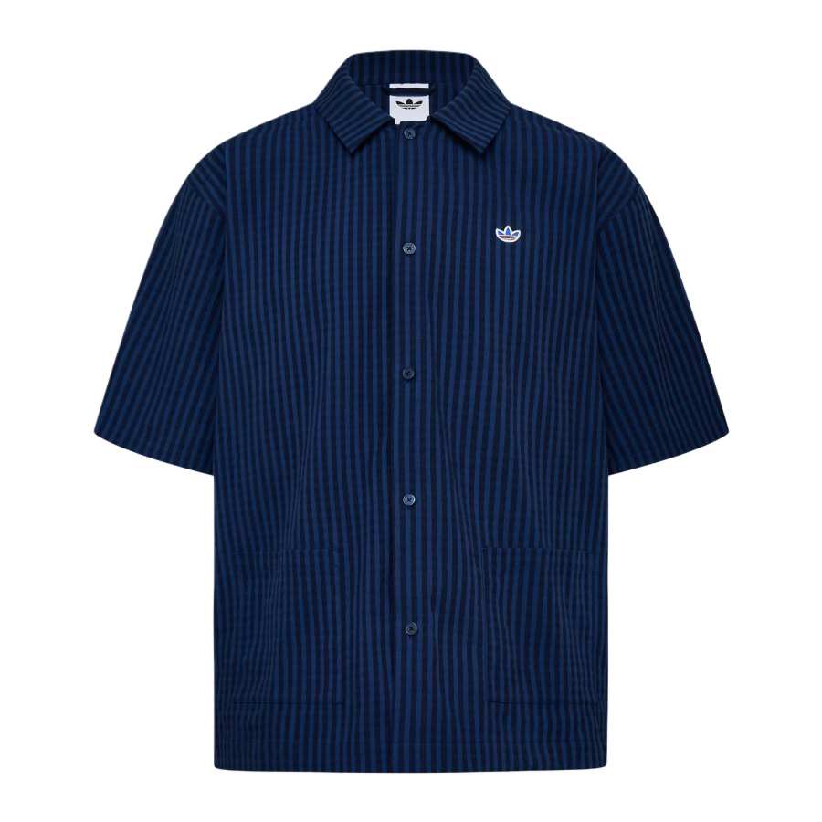 Adidas Originals French Riviera Holiday Collection Shirts Men's Dark Indigo/Uniform Blue Lapel Moderate