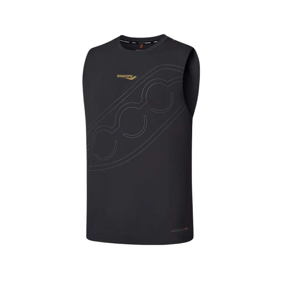 Saucony Tank Tops Men's Jet Black Crew Neck Moderate Other