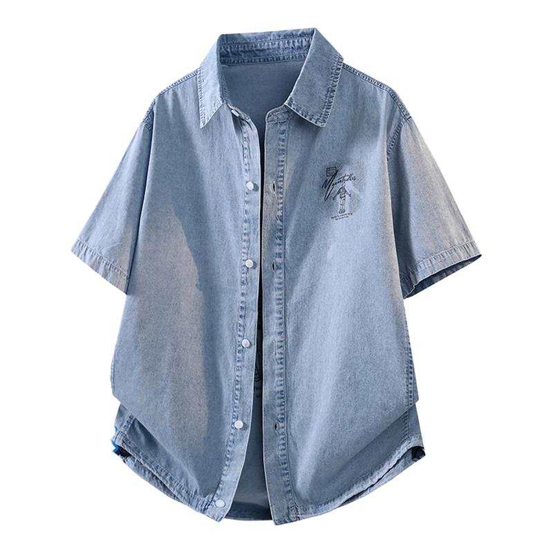 Sugarfunk Sugarfunk Denim Shirts Unisex Lapel Moderate