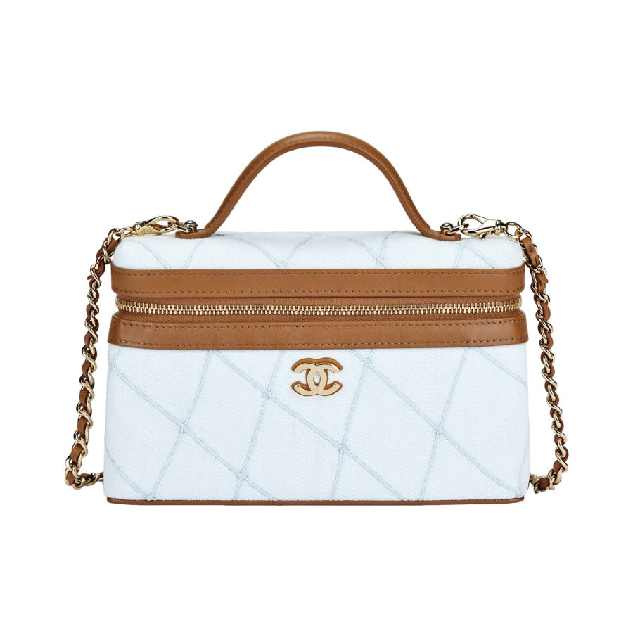 CHANEL Denim Box Bag Handbag Crossbody Bag Women's Light Blue