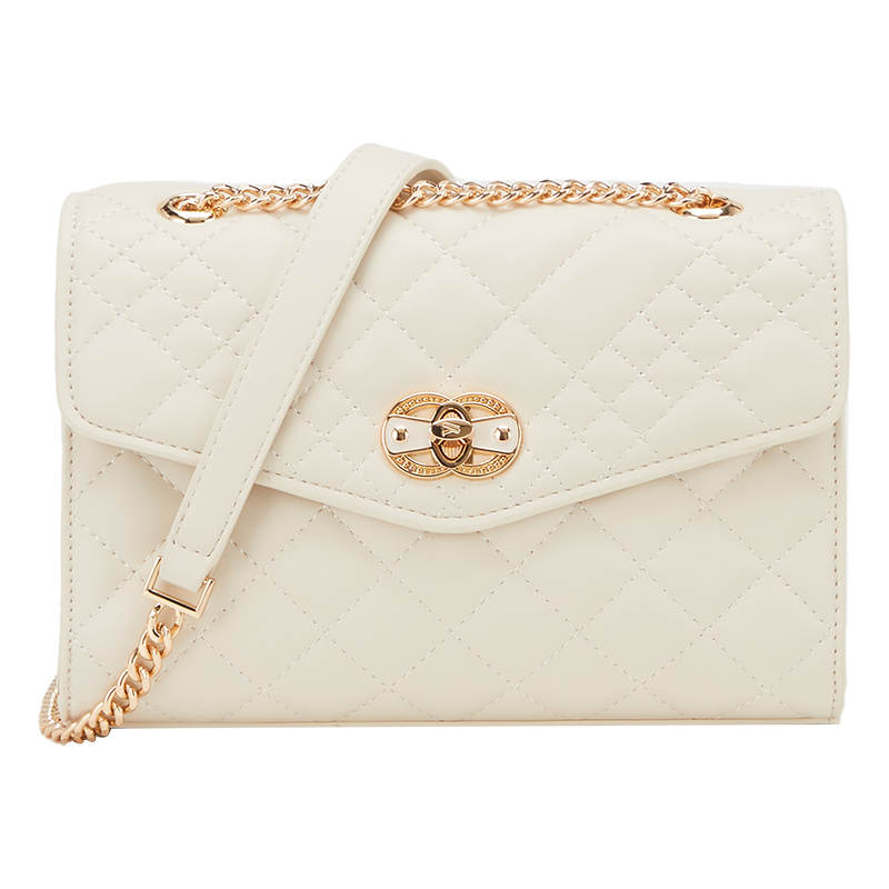 YEARCON Synthetic Leather Shoulder Bag Small Women's Ecru