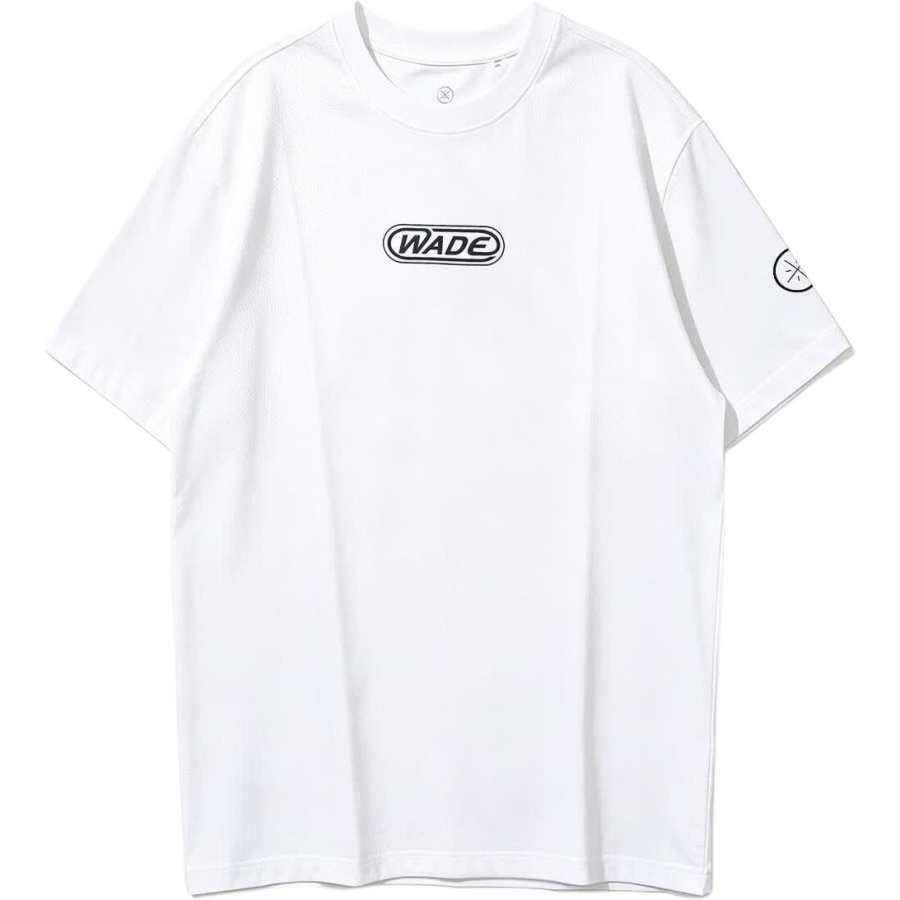 Li-Ning Li Ning T Shirts Men's White Crew Neck Moderate Straight Fit