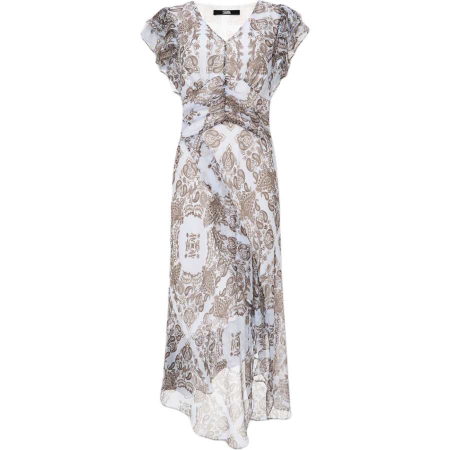 KARL LAGERFELD / Karl Lagerfeld Jeans Short Sleeved Dresses Women's Blue V Neck Moderate Midi Skirt Other