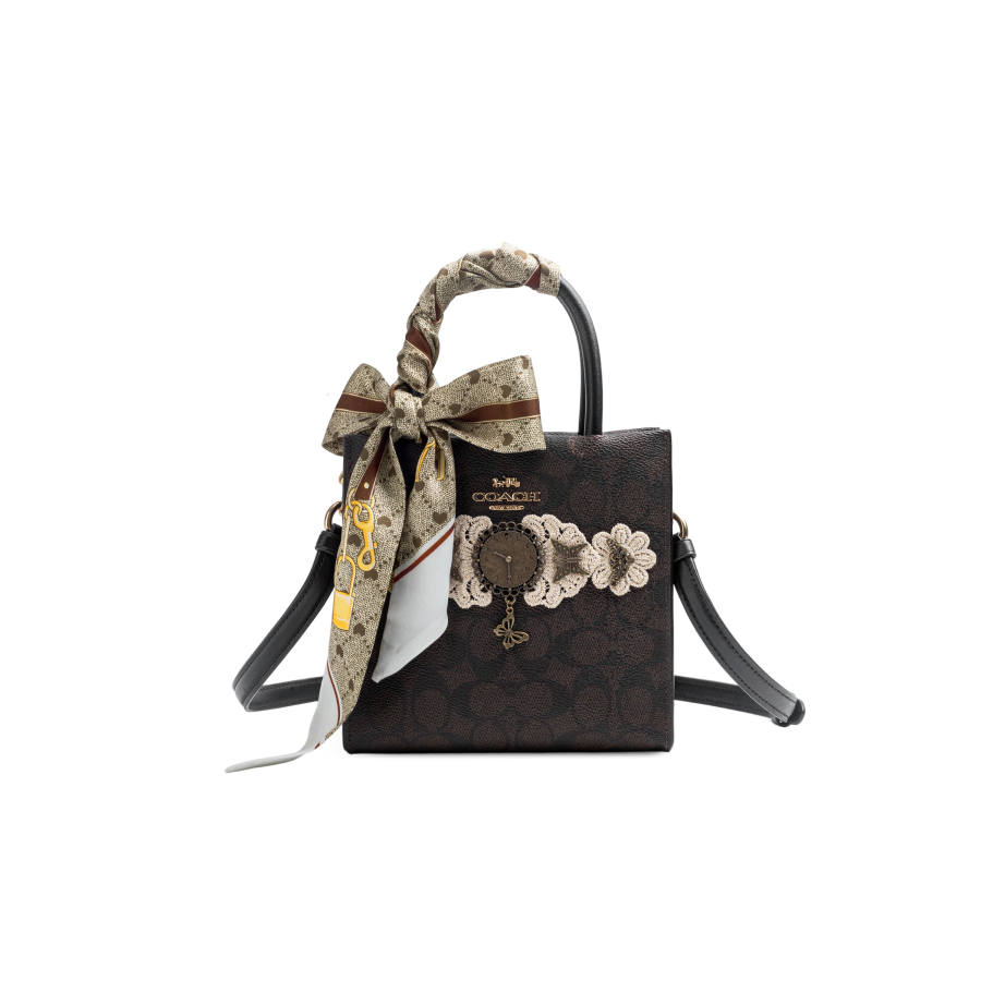 COACH COACH Cally Handbags Black & Brown Monogram
