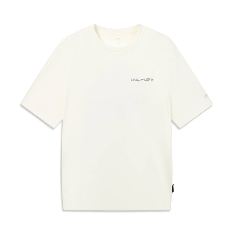 Li-Ning Li Ning Outdoor CF Tracing T Shirts Women's Xuan Paper White/Coconut Khaki Crew Neck Moderate Straight Fit