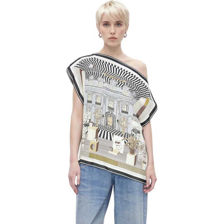 KARL LAGERFELD / Karl Lagerfeld Jeans T Shirts Women's Yellow Boat Neck Moderate Other