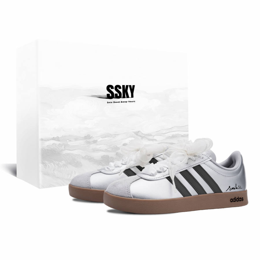 Adidas Adidas VL Court Base Skateboard Shoes Women's Low Top Silver/Black