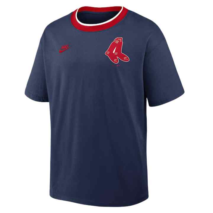 Nike Nike Boston Red Sox T Shirts Men's Navy Blue/Red Crew Neck Moderate