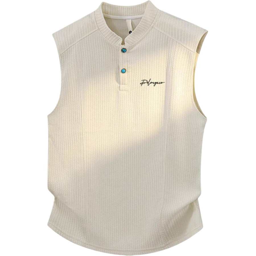 PAL ONGACO Tank Tops Unisex Henry Collar Moderate Straight Fit